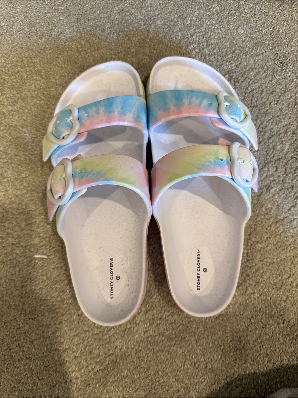 Stoney Clover Lane womens Pastel Tie-Dye Slide Sandals